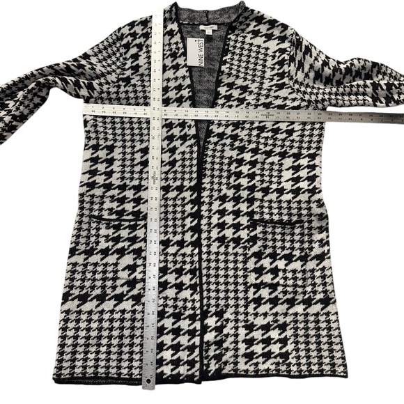 NWT Nine West Black & White Houndstooth Open-Front Cardigan Duster Sweater XXL - Picture 9 of 9